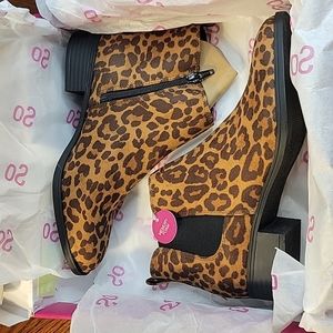 SO Averyy Women's Ankle Boots Leopard Sz 7.5